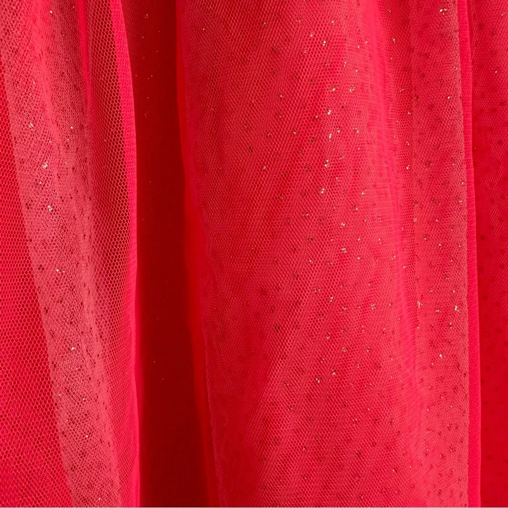 Cat & Jack Girls Pink Glitter Tulle Midi Skirt XS 4/5 Layered Party Dress Up